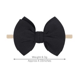 chiduerm 6Pcs Nylon Headbands Hair Bows for Baby Girls Handmade Hair Band With Bows Hair Accessories for Newborn Baby Infant Toddler Kids (6pcs black white beige, mid)