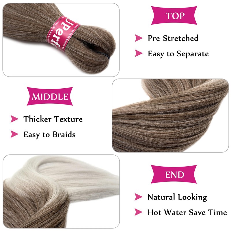 Ombre Ash Brown Braiding Hair Extensions Synthetic Hair For Braiding