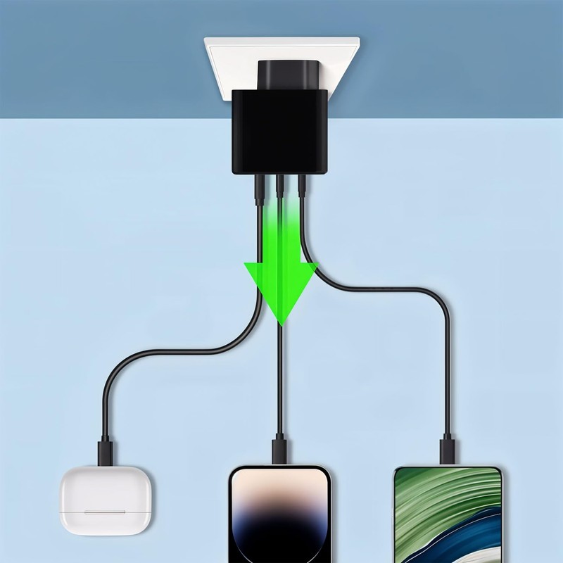 keepdrum GaN40 USB Multiple Fast Charger 2 x USB-C 1