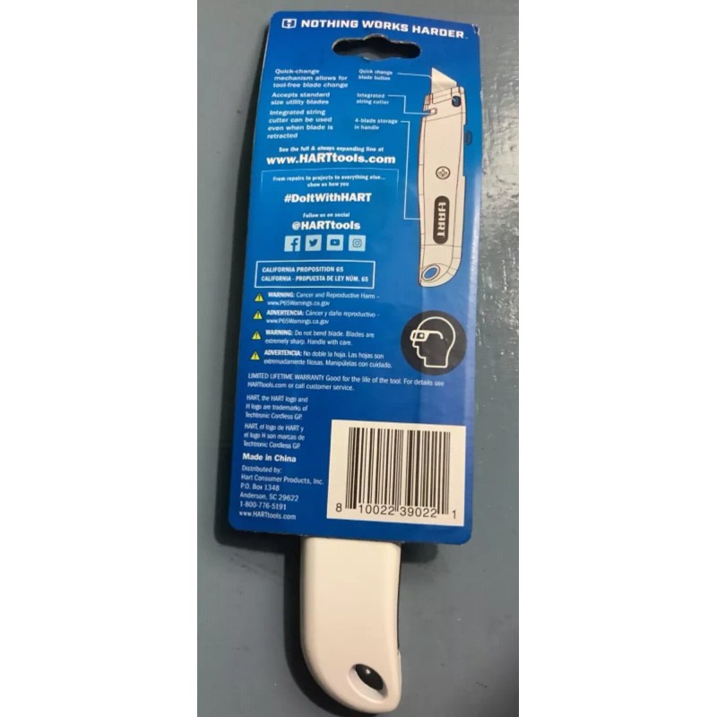 HART Retractable Utility Knife 3 Blades included Brand New in