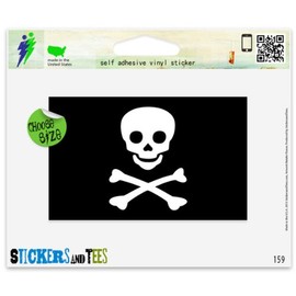 Jolly Roger Pirate Skull Flag Vinyl Car Bumper Window Sticker 3" x 2"