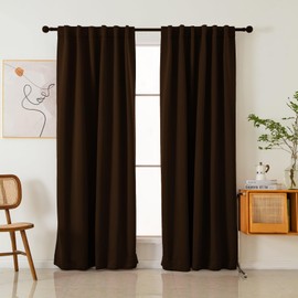 Pickluc Blackout Curtains 96 Inches Long 2 Panels, Black Out Drapes for Bedroom or Living Room, Back Tab and Rod Pocket Top, Set of Two, Choclate Brown, 52" Wide and 96" Length.