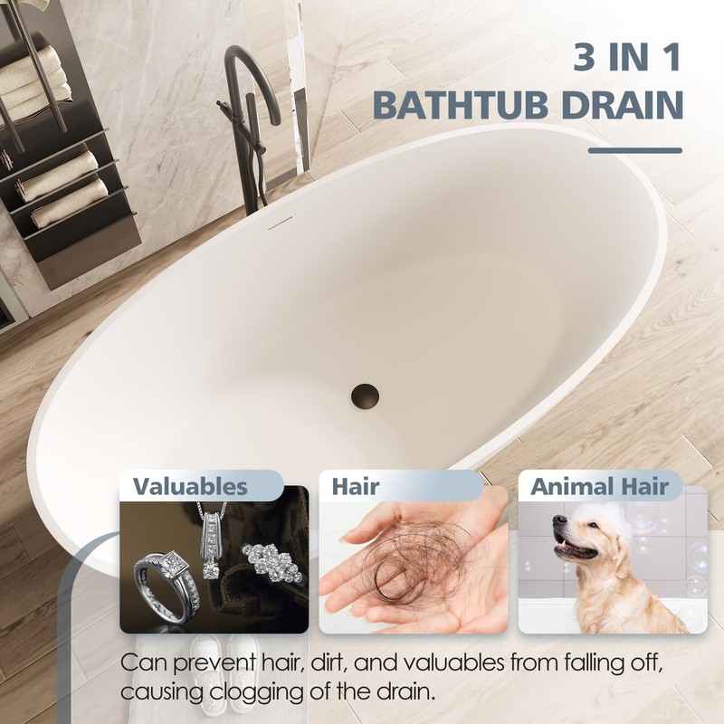 UZLEZ Brass Freestanding Tub Drain, Pop Up Freestanding Tub Drain