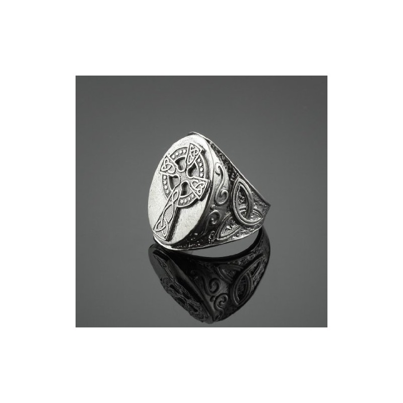 Silver Celtic Cross Trinity Knot Ring (10.5)