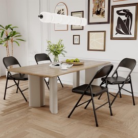 GarveeHome Folding Chairs Set of 8, Portable Folding Chair Hold Up to 350 Pounds, Black Metal Folding Chair Suitable for Dining Room, Living Room, Office, Indoor and Outdoor Events