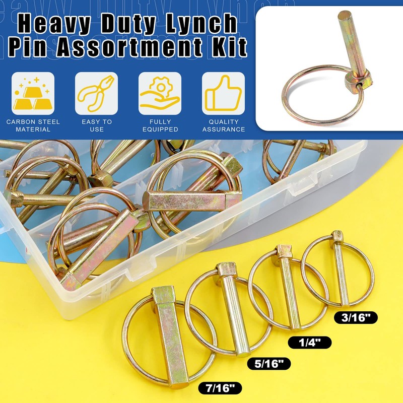 Glarks 50Pcs Heavy Duty Lynch Pin with Lanyard Cable Set