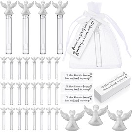 Simgoing 40 Pcs Funeral Bubble Wands with Thank You Tags,Angel Style