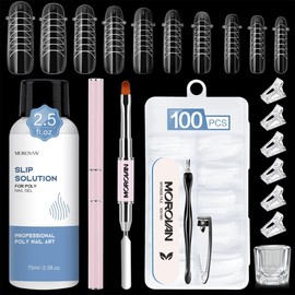 Morovan Nail Slip Solution Kit: 2.5 oz (75 ml) Anti‑Stick Gel Liquid for PolyGel Nails