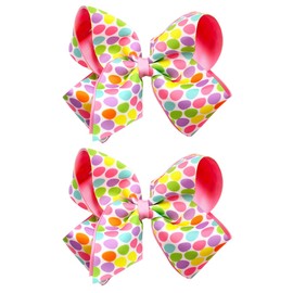 Beleki Easter Eggs Hair Bow Clips, 4.5 IN 2-Layer Hair Bows for Girls Grosgrain Ribbon Bows Hairpins Alligator Barrettes Assorted Eggs Hair Accessories for Easter Spring Holiday Outfit Deor