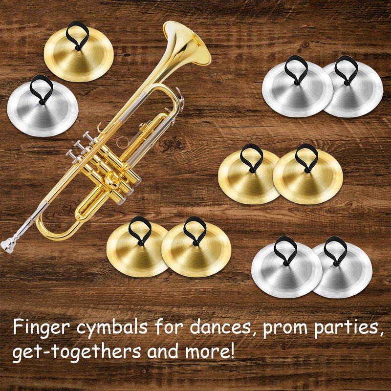 8Pcs Finger Cymbals for Belly Dance, 2.1 Inch Mini Hand