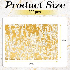 Gandeer 100 Pcs Gold Disposable Placemats 11 x 17 Inch Metallic Rectangle Doilies Elegant Gold Foil PlacematsThin Mesh Decorative Table Mats for Wedding Holiday Christmas