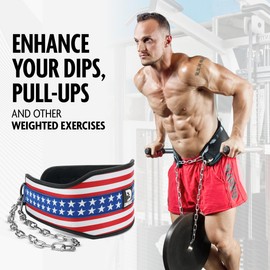 DMoose Dip Belt for Weightlifting, Weight Belt with Chain for Pullup, Gym Lifting Belt for Powerlifting, Squat, Bodybuilding, Heavy Duty Steel, Workout Belt with Comfortable Neoprene Support