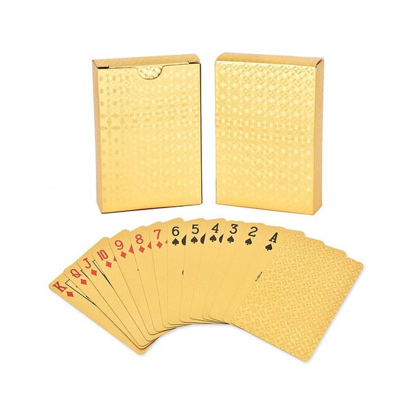 DS. DISTINCTIVE STYLE Deck of Cards Waterproof Plastic Poker Cards Foil Fancy Playing Cards (Gold)