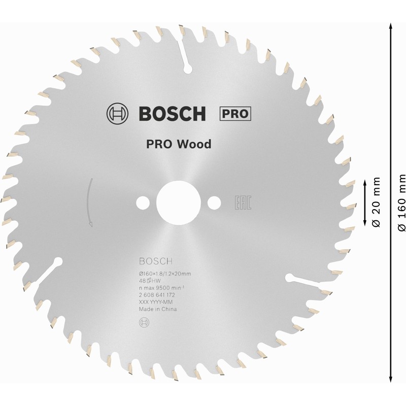 Bosch 2608641172 160 x 1.8 x 20/16 mm Opti Wood