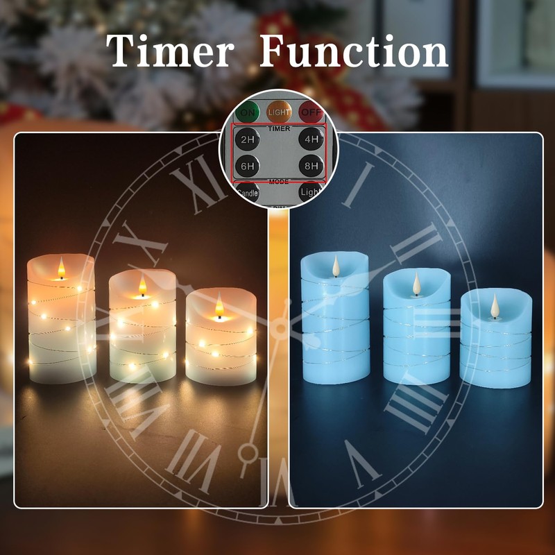 Flameless Candles with Remote Set of 3 (3" x 4",