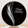 Leyiyi 6x6ft Black and Silver Birthday Round Backdrop Cover Polyester