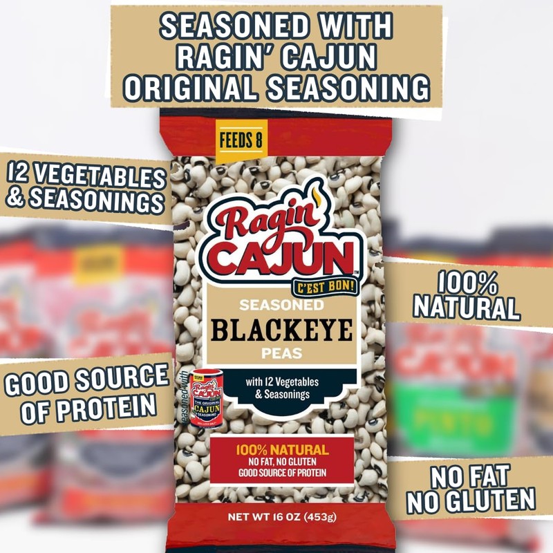 Seasoned Blackeye Beans 16 oz Ragin' Cajun (Pack of 6)
