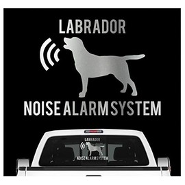 siviwonder Labrador Noise Alarm System Car Sticker Dog Foil Labby Retriever Lab Colour Metallic Silver Size 10 cm