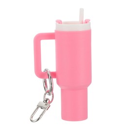 PATIKIL Mini Cup Keychain, Lip Balm Holder Mini Tumbler Key Chain Cute Decor Keychain Charm for Backpack Handbag Purse, Pink