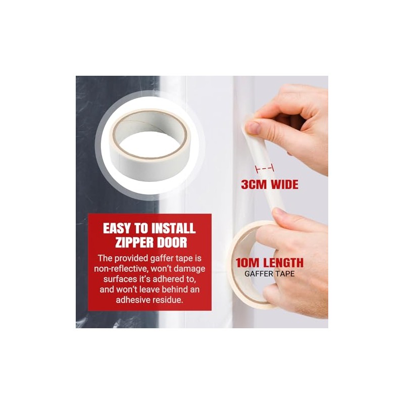 CALPALMY (3-Pack) Plastic Zipper Door Dust Protector, 4 ft x