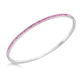 Tuscany Silver Pink Crystal Bangle