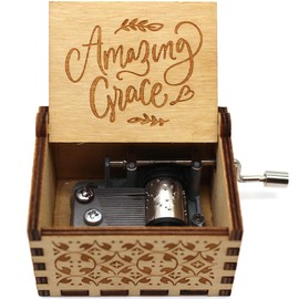ukebobo Wooden Music Box – Amazing Grace Music Score Music Box, Baptism Gifts, Faith Gifts for Friends, Women, Kids, Families – 1 Set(Xin)