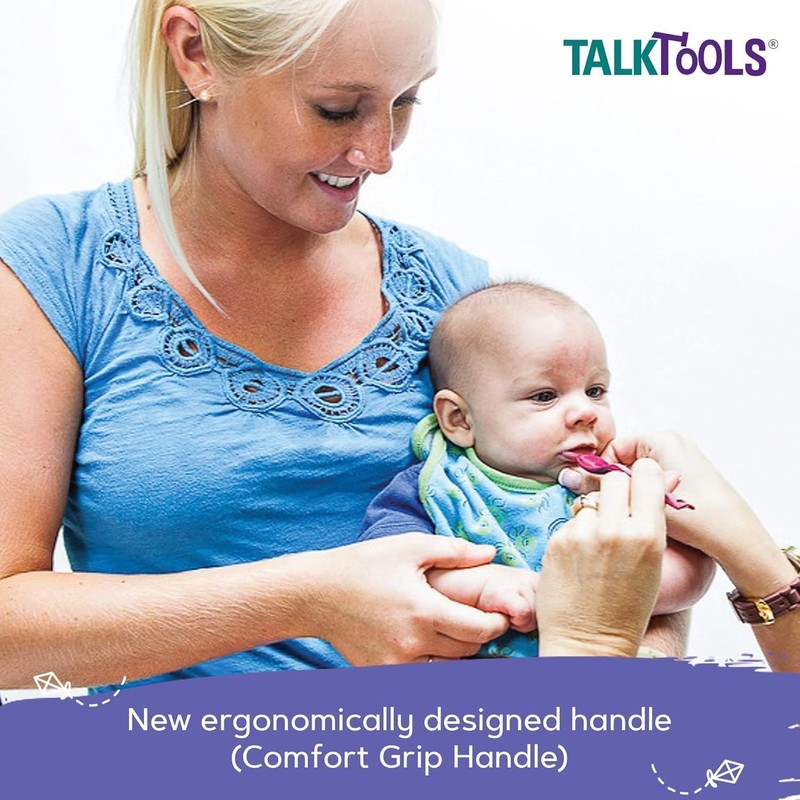 TalkTools Smooth Magenta Spoons | Silicone Self-Feeding Utensils Set for