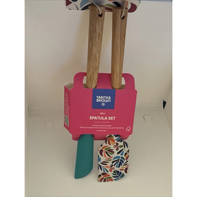 Tabitha Brown Spatula Set One Green One Leaf Pattern Mini
