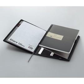 KOKUYO Systemic Cover Notebook, with One Semi-B5, B 6mm Ruled, 35 Lines, 40 Sheets, Twin Ring Edge Title Notebook, Black, Japan Import (NO-683B-D)