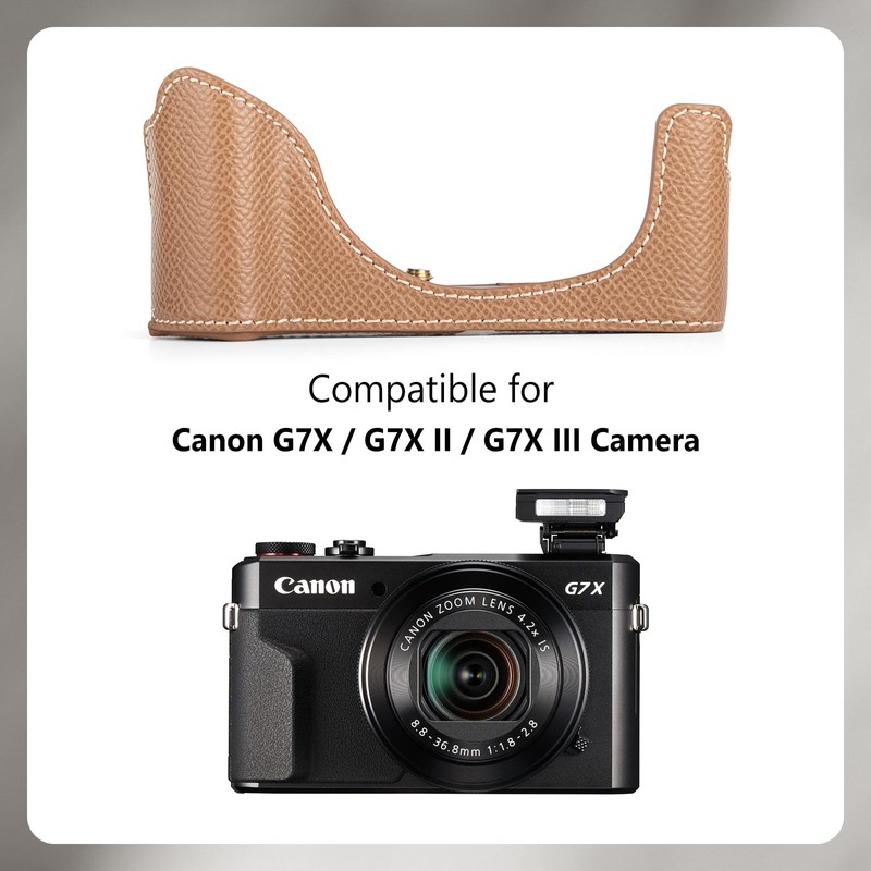 MUZIRI KINOKOO PU Leather Camera Case for Canon G7X Mark