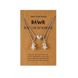 Magnetic Couples Necklace Set Friendship Dinosaur Matching Charm Pendant Necklace T-Rex Dinosaur Cute Animal Lover Jewelry for Couples Valentine's Day Birthday Gifts-Cute Dinosaurs