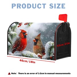 Winter Mailbox Covers Cardinal Bird Mailbox Cover Magnetic Christmas Red Bird Mailbox Wraps Post Letter Box Cover 21x18 in for Home Christmas