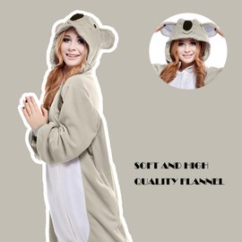 NEWCOSPLAY Unisex Adult Koala Onesie Pajamas Animal One Piece Costume Cosplay Sleepwear (Koala, Large)