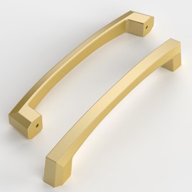 Amerdeco 10 Pack Brushed Gold Cabinet Pulls 5 Inch(128MM) Hole Centers Kitchen Cabinet Handles Hardware Kitchen Handles for Cabinets Cupboard ZH0032