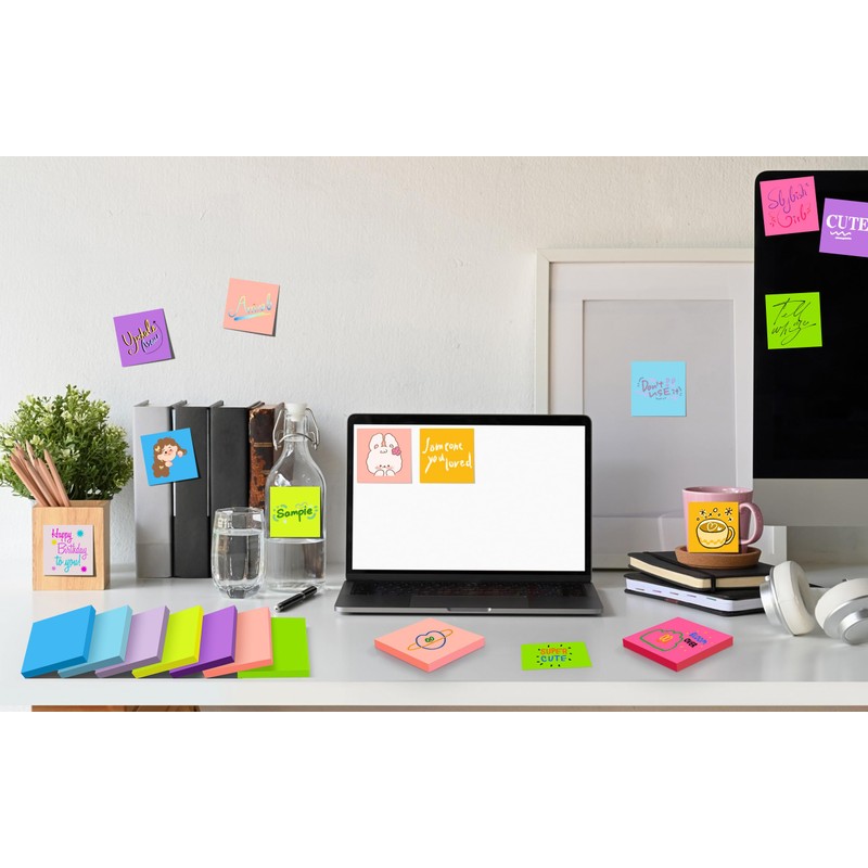 (18 Pads) Sticky Notes 3x3 inch, Self-Stick Pads Bright Colors
