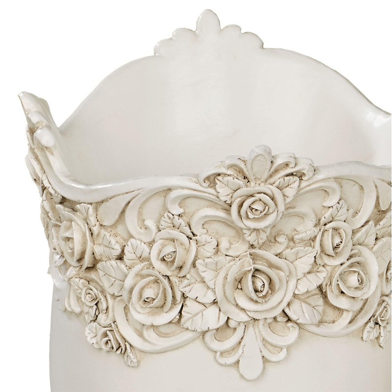 Touch of Class Victoria Rose Antique Ivory Wastebasket for Bathroom