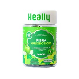 Probiticos  Fibra  Heally, Gomitas, Apoyo en Salud Intestinal, Sabor Manzana y Kiwi, Fibra Inulina y Lactobacilos, 100 Natural y Veganas, Sin Azcar o 
