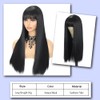 Veally Black Wig with Bangs for Women Long Black Straight