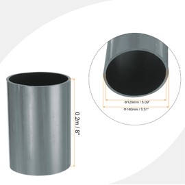 sourcing map 5.5 Inch PVC Rigid Tube Round Pipe Tubing Hardware Tubing 129.2mm ID 140mm OD 20cm/8" Length Light Grey High Impact for Water Pipe, Crafts