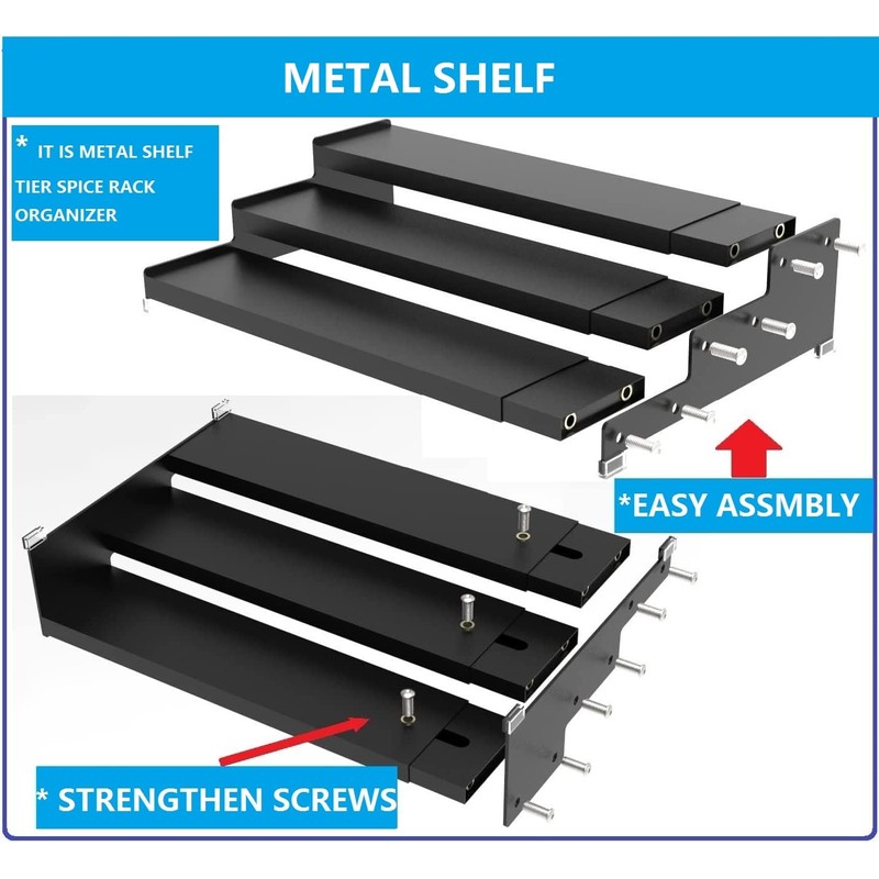 Jojocross Spice Rack Organizer for Cabinet, 3 Tier Expandable Spices