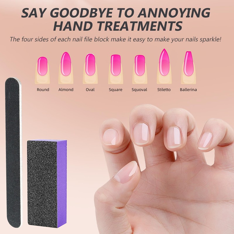 SKYPIA 4 Pack Black Nail File 100/180 Grit and Purple