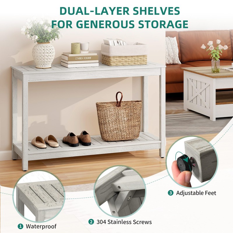 YITAHOME 48" Entry Console Table, 2-Shelf HIPS Indoor Outdoor Bar