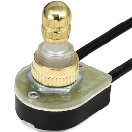 Zing Ear ZE-106 E89885 2 Wire Rotary Lamp Switch Replacement 3A 250VAC 6A 125VAC On Off for Table Lamps, Floor Torchiere Pole Lamps and Canopy Lights - 3/8 Shank