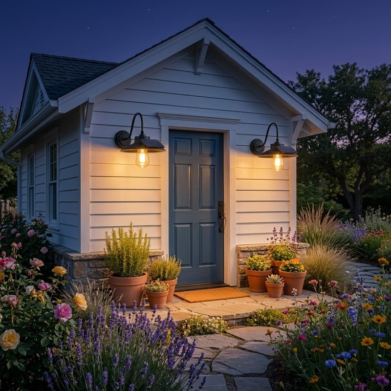 CRIRY Solar Barn Lights Outdoor 2-Pack, Anti-Rust Waterproof Farmhouse Solar