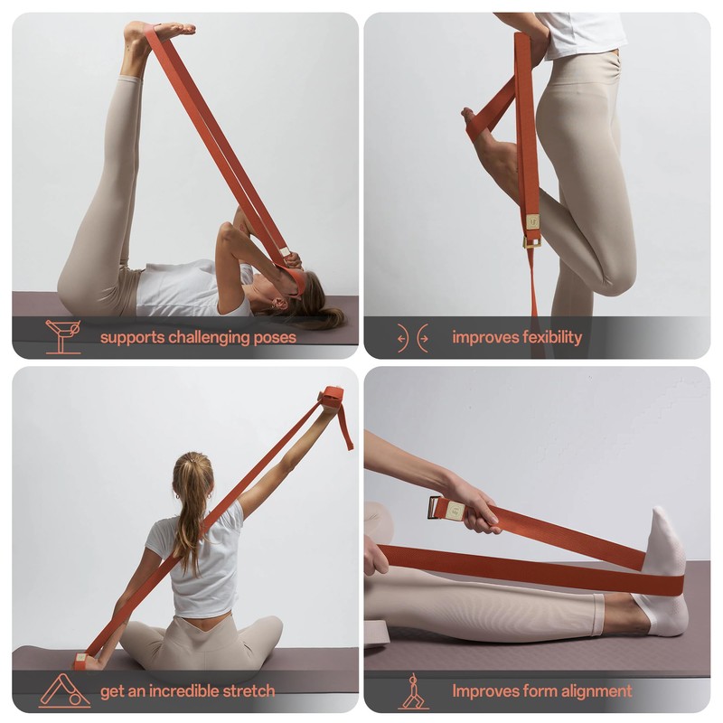 2PCS Yoga Straps 2.5M, Durable Cotton Yoga Straps for Stretching,