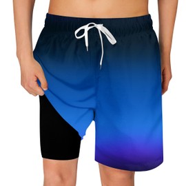Cozople Swim Trunks for Toddler Boys 4-Way Stretchy Surfing Boardshorts Swimsuit Soft Compression Liner Quick Dry UPF Swimming Shorts Lightweight Bathing Suit for Teens Beach Board Shorts Size 7
