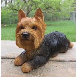Realistic Yorkshire Terrier Puppy Dog Garden Statue Yorkie Sculpture Home Decor