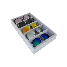 5-Slot Luxurious Gray Velvet Premium Grade Drawer Divider Eyewear Storage Sunglasses Jewelry Tray Organizer