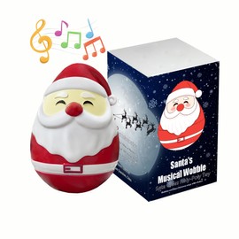 iweeta Santa's Musical Wobble Toy, Rechargeable Sata Claus Roly-Poly Toy with Music - Multi-Functional Holiday Decor Christmas Decoration Alert System