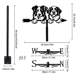 SUPERDANT Dog Weather Vane Animals Metal Wind Direction Indicator Measuring Instrument Roof Decorative Wind Direction Vanes for Outdoor Garden Farm Backyard Gazebo Barn Art Decoration Black